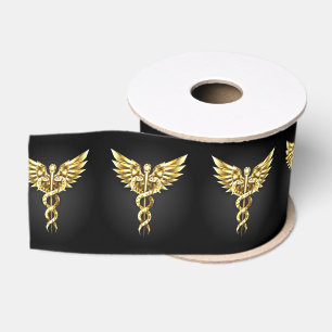 Lazo De Tela Gruesa Símbolo poligonal dorado Caduceo
