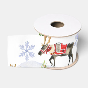 Lazo De Tela Gruesa Simple árbol de Navidad Boho Reno de acuarela