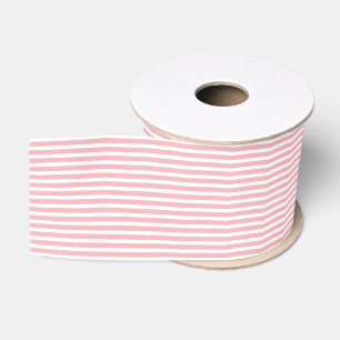 Lazo De Tela Gruesa Simple Moderno Rosa y Blanco Estriado Minimalista