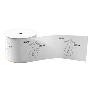 Lazo De Tela Gruesa Slinky Black Cat Meow Meow Personalizado Textos Oj