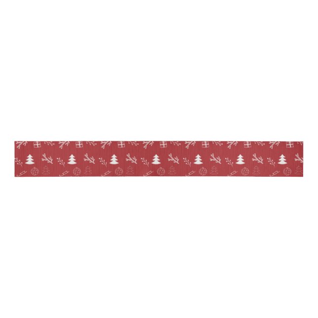 Lazo De Tela Gruesa Small Scale Red & White Christmas Ribbon (Anverso)