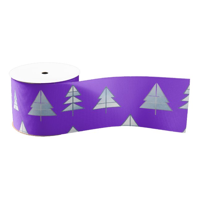 Lazo De Tela Gruesa Snow Trees Elegant Winter (Carrete)