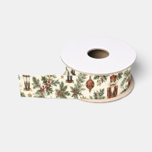 Lazo De Tela Gruesa Soldado Cascanueces Navideño Vintage Floral