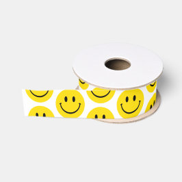 Lazo De Tela Gruesa Sonrisa cara amarillo blanco negro feliz