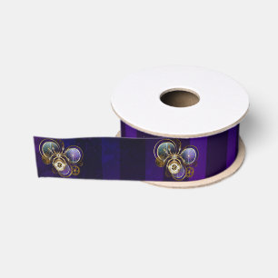 Lazo De Tela Gruesa Spider Steampunk sobre fondo morado