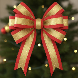 Lazo De Tela Gruesa Starlight Red & Gold