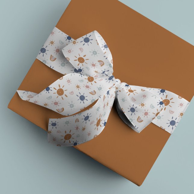 Lazo De Tela Gruesa Sunshines bohemios y arcos de lluvia en tonos tier (Watercolor sunshines and rainbows )