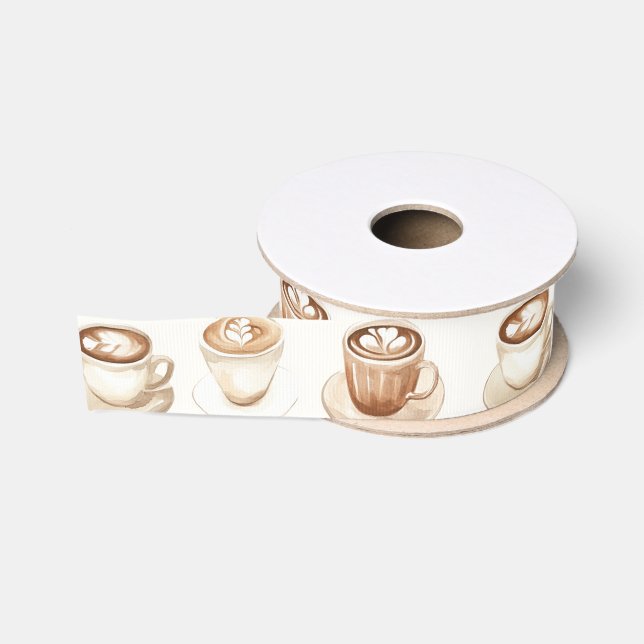 Lazo De Tela Gruesa Tazas Marrones Crema Café (Carrete)
