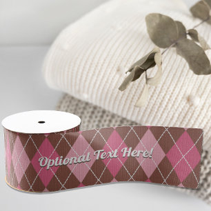 Lazo De Tela Gruesa Tejido de punto con patrón de argyle rosa y marrón