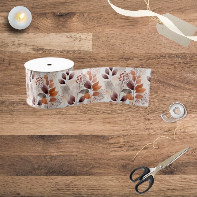 Lazo De Tela Gruesa Terracota y hojas de otoño de Borgoña | Boho Autum (Subido por el creador)