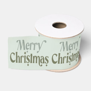 Lazo De Tela Gruesa Tipografía verde festiva de Navidad