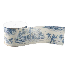 Lazo De Tela Gruesa Toile de Chinoiserie Azul de Invierno