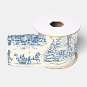 Lazo De Tela Gruesa Toile de Chinoiserie Azul de Invierno