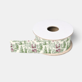 Lazo De Tela Gruesa Toile de Navidad Santa Rojo y Verde