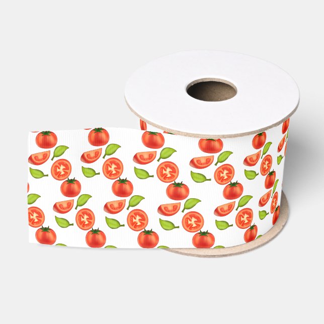 Lazo De Tela Gruesa Tomates Y Leafas De Oregano (Carrete)