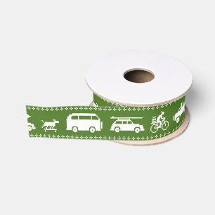 Lazo De Tela Gruesa Tráfico festivo California Navidad Coches Verde