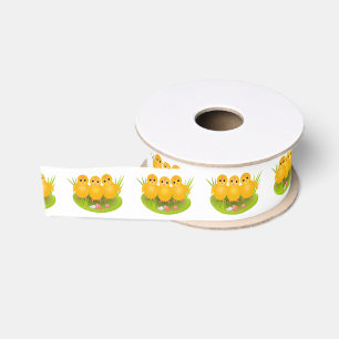Lazo De Tela Gruesa Tres gallinas amarillas felices de Pascua