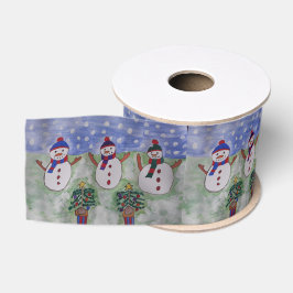 Lazo De Tela Gruesa Tres Navidades Snowmen