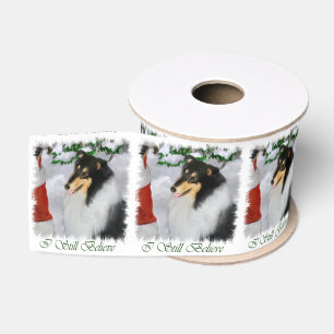 Lazo De Tela Gruesa Tricolor Collie se reúne con Navidades de Santa