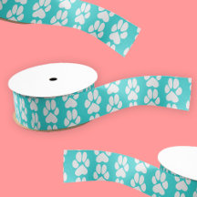 Turquoise blue cute paw print pattern