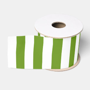 Lazo De Tela Gruesa Verde de Navidad y Rayado Blanco
