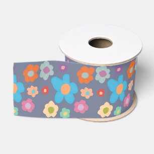 Lazo De Tela Gruesa Vibra Floral Retro Lindo