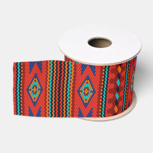 Lazo De Tela Gruesa Vibrante patrón geométrico tribal boho étnico