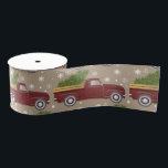 Lazo De Tela Gruesa Vintage Red Truck Christmas Tree Retro Holiday<br><div class="desc">Añade un toque nostálgico a tu decoración de vacaciones con esta cinta de grosgrain, con un camión rojo vintage que lleva un árbol de Navidad sobre un fondo de taupe. Perfecto para envolver regalos, hacer artesanías o añadir un encanto retro a coronas y guirnaldas. Esta cinta representa la calidez y...</div>