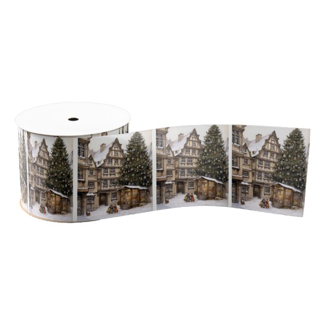 Lazo De Tela Gruesa Vintage village Christmas tree (Carrete)