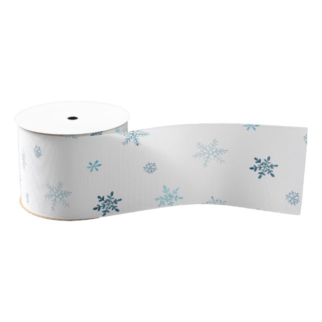 Lazo De Tela Gruesa Watercolor Snowflakes Grosgrain Ribbon (Carrete)