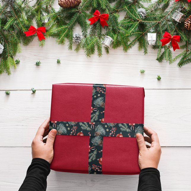 Lazo De Tela Gruesa Winter Botanicals Coquette Bow | Christmas (Subido por el creador)