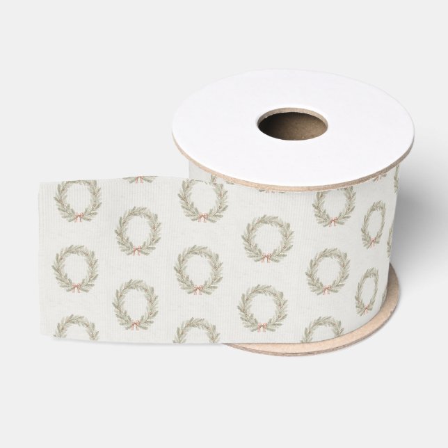 Lazo De Tela Gruesa Wreath de vacaciones estilo acuarela nostálgica (Carrete)