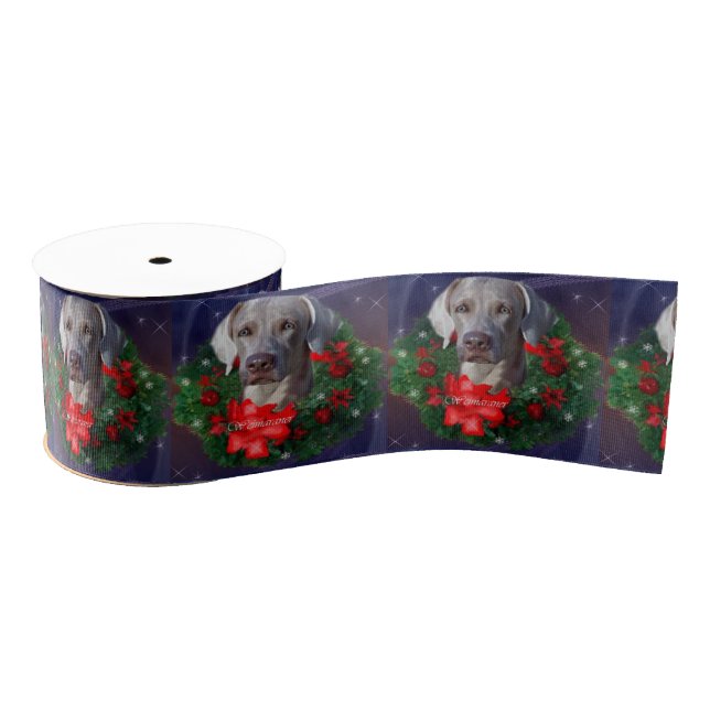 Lazo De Tela Gruesa Wreath Navidades de Weimaraner (Carrete)