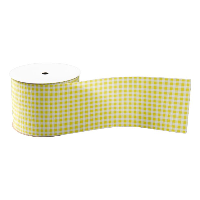 Lazo De Tela Gruesa Yellow Gingham Grosgrain Ribbon (Carrete)