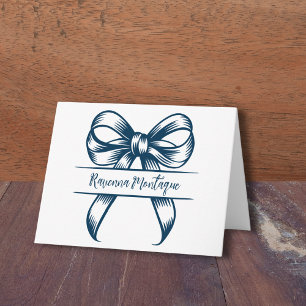 Lazo decorativo azul prusiano elegante nombre boda