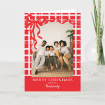 Lazo Elegante y Cuadro Escocés Navidad con Foto Pe