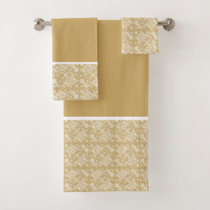 Lazo floral blanco y dorado