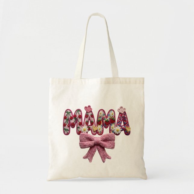 Lazo floral personalizado “Mamá” – Bolsa de mano l (Frente)
