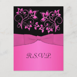 LAZO IMPRESO Tarjeta RSVP floral negra y rosa