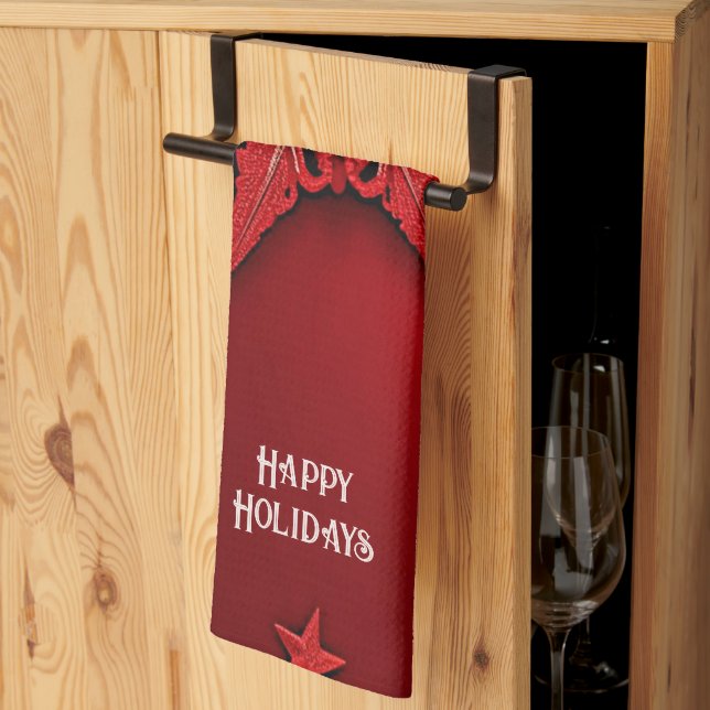 Lazo Rojo Navidades de vacaciones florales toallas (Pliegue de tercios)