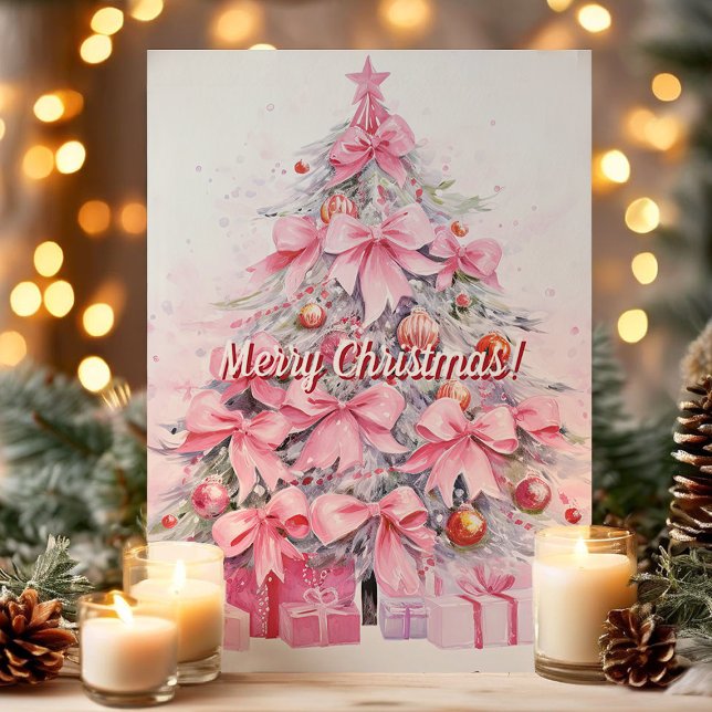 Lazo Rosa Bonito Árbol de Navidad Feliz Navidad (Subido por el creador)