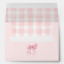 Lazo suave rosa elegante y patrón de gingham