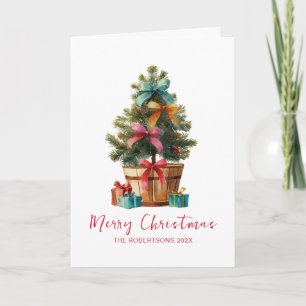 Lazos Coloridos Árbol Rústico Navidad