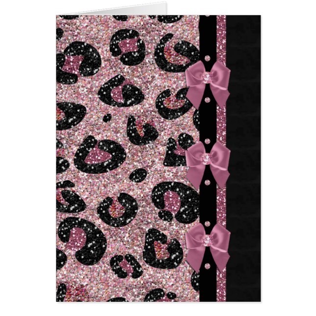 Lazos de cinta de estampado de leopardo rosa RAB R (Frente)