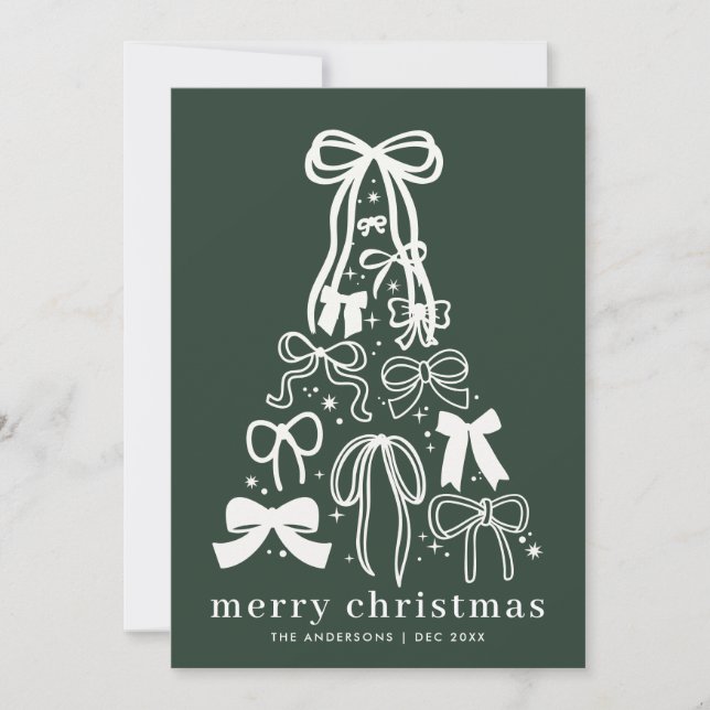 Lazos de cinta modernos verdes de Navidad (Anverso)