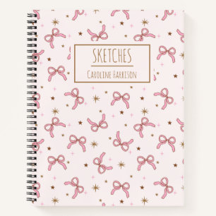 Lazos de Coqueta Rosa Cuaderno de Bocetos con Nomb
