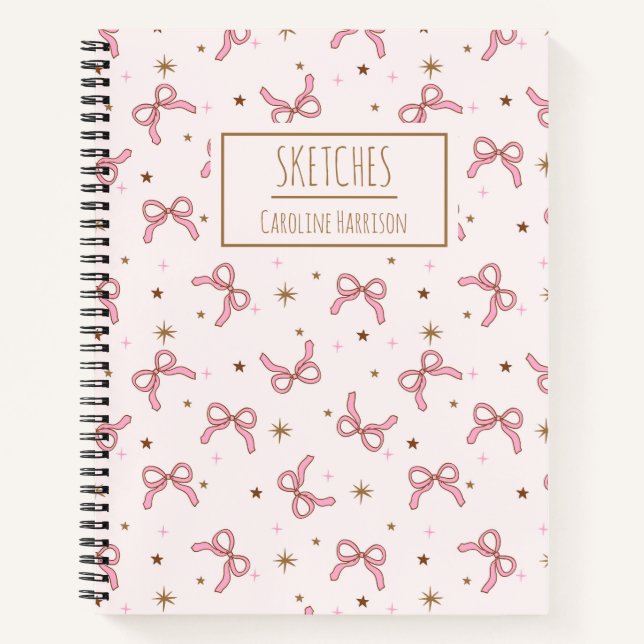 Lazos de Coqueta Rosa Cuaderno de Bocetos con Nomb (Anverso)