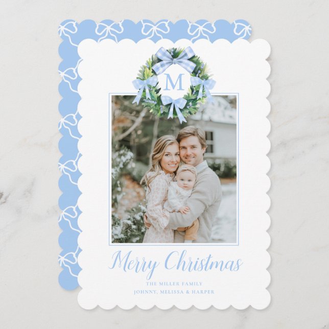 Lazos de corona de Navidad Grandmillennial con mon (Anverso / Reverso)