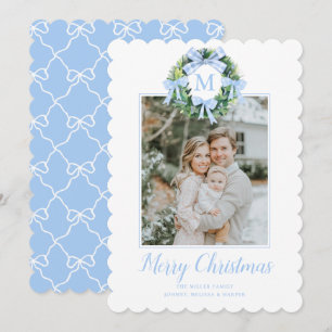 Lazos de corona de Navidad Grandmillennial con mon