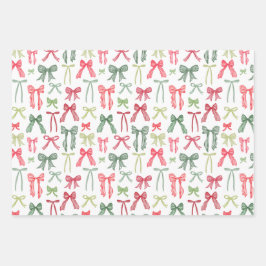 Lazos de Navidad Coquette Papel de Regalo Rojo y V
